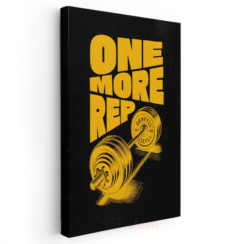 One More Rep - Spor Motivasyon Yazısı Kanvas Tablo