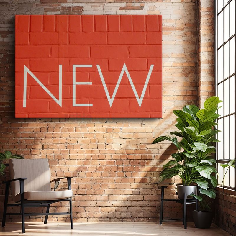 New - Turuncu Duvar Minimal Tipografi Kanvas Tablo