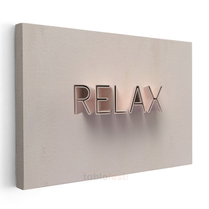 Relax - Metalik 3D Harfli Minimalist Kanvas Tablo