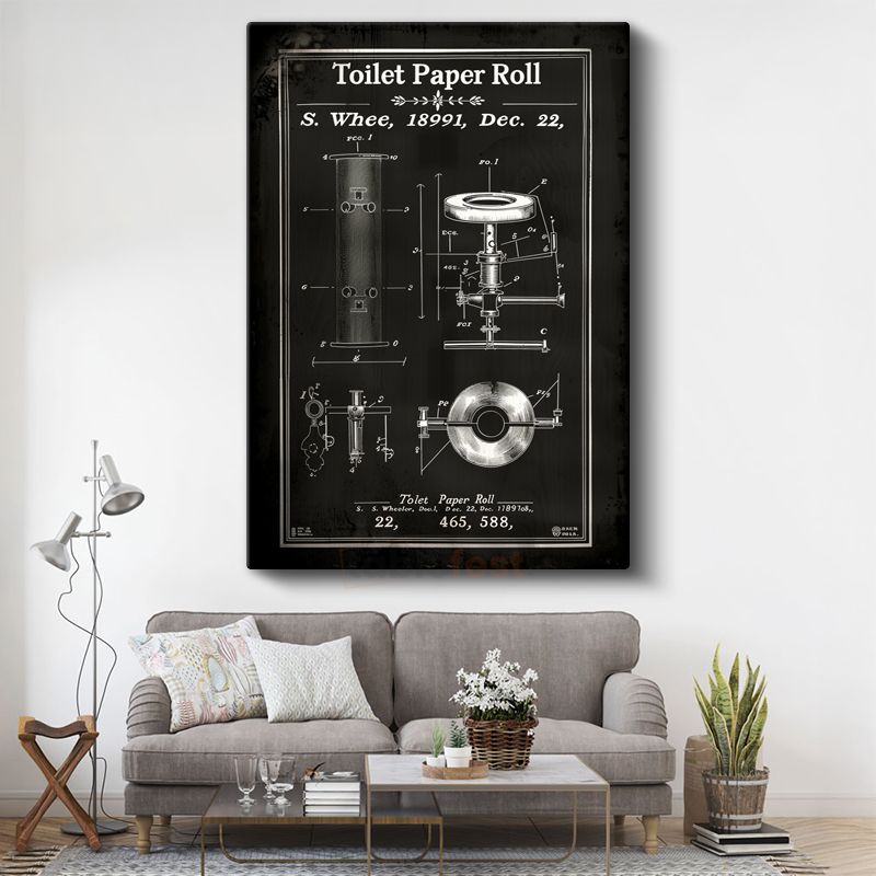 Tuvalet Kağıdı Rulosu - 1891 Endüstriyel Patent Kanvas Tablo