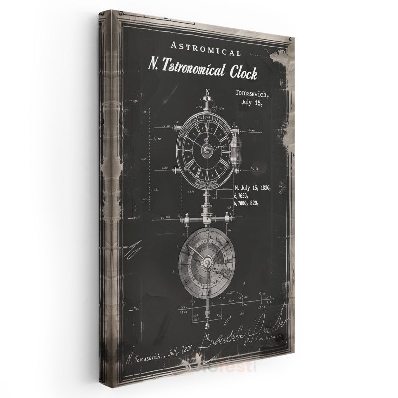 Astronomik Saat - 1830 Bilimsel Alet Tasarımı Kanvas Tablo