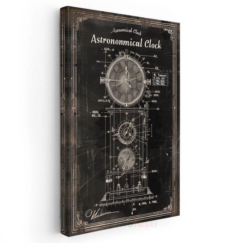 Astronomik Saat - Antik Zaman Ölçer Kanvas Tablo