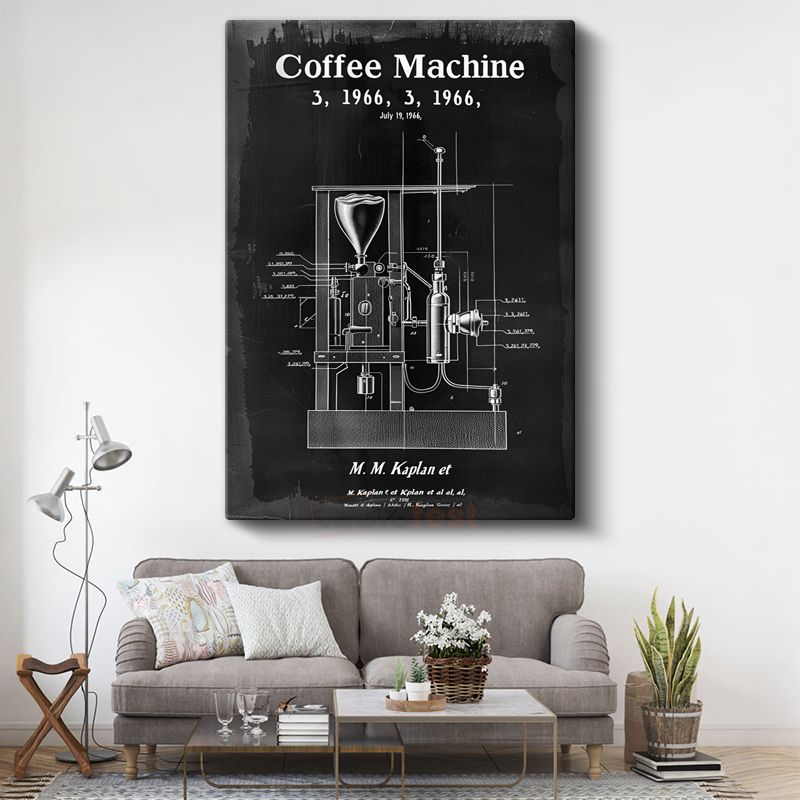 Kahve Makinesi - Retro İçecek Hazırlayıcı Kanvas Tablo