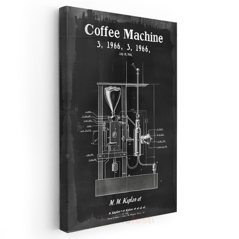 Kahve Makinesi - Retro İçecek Hazırlayıcı Kanvas Tablo
