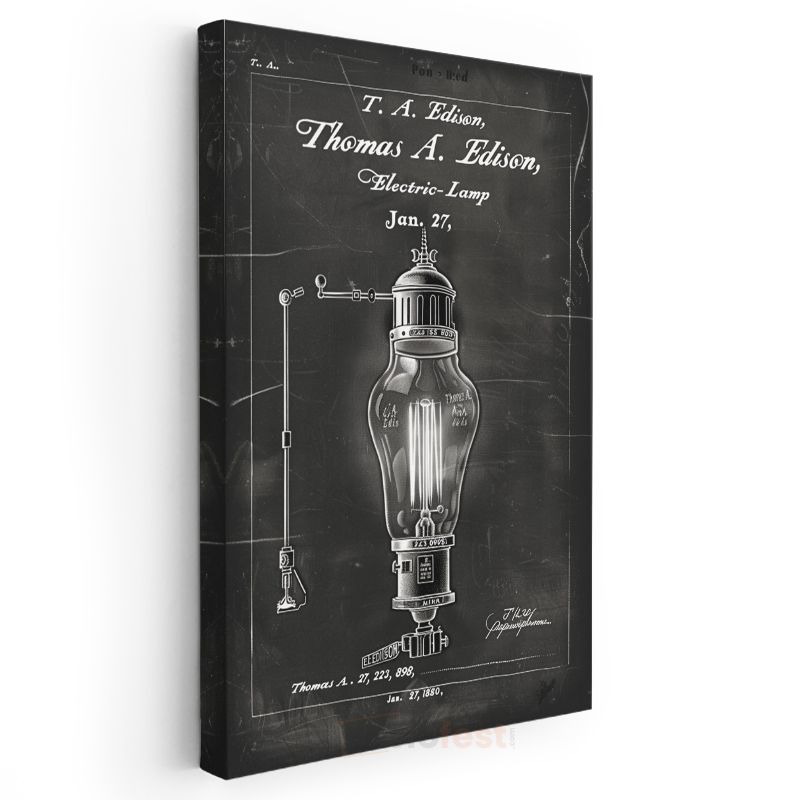 Edison Lambası - Tarihi Aydınlatma İcadı Patenti Kanvas Tablo
