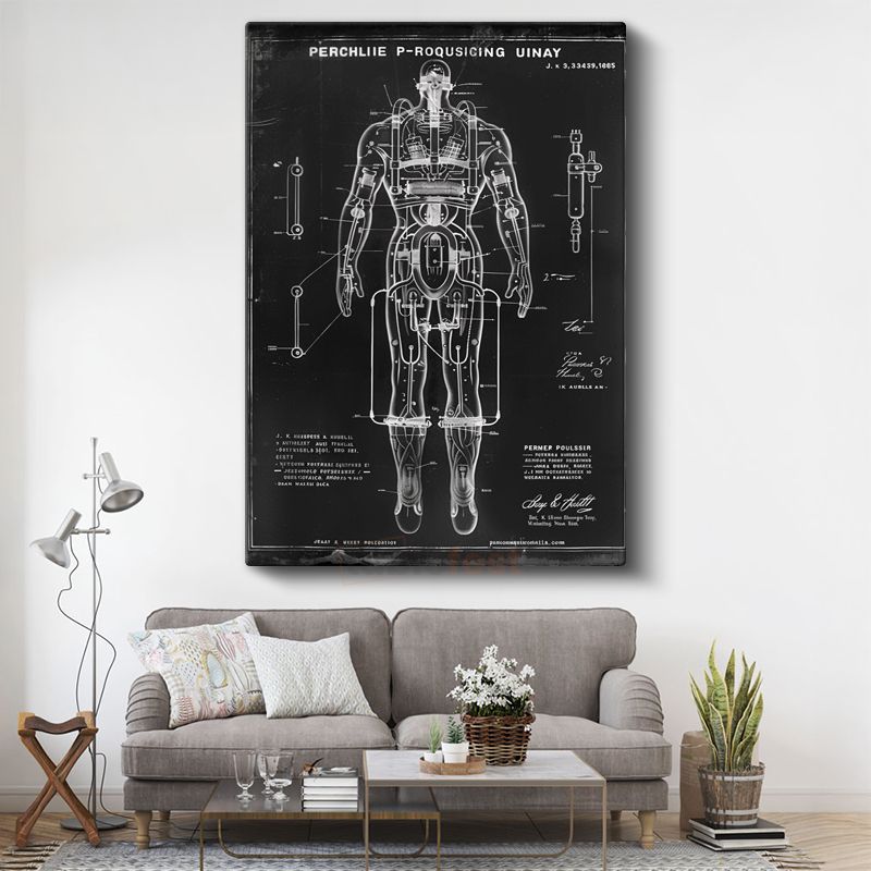 Mekanik İnsan Anatomisi - Robotik Zırh Sistem Tasarımı Kanvas Tablo