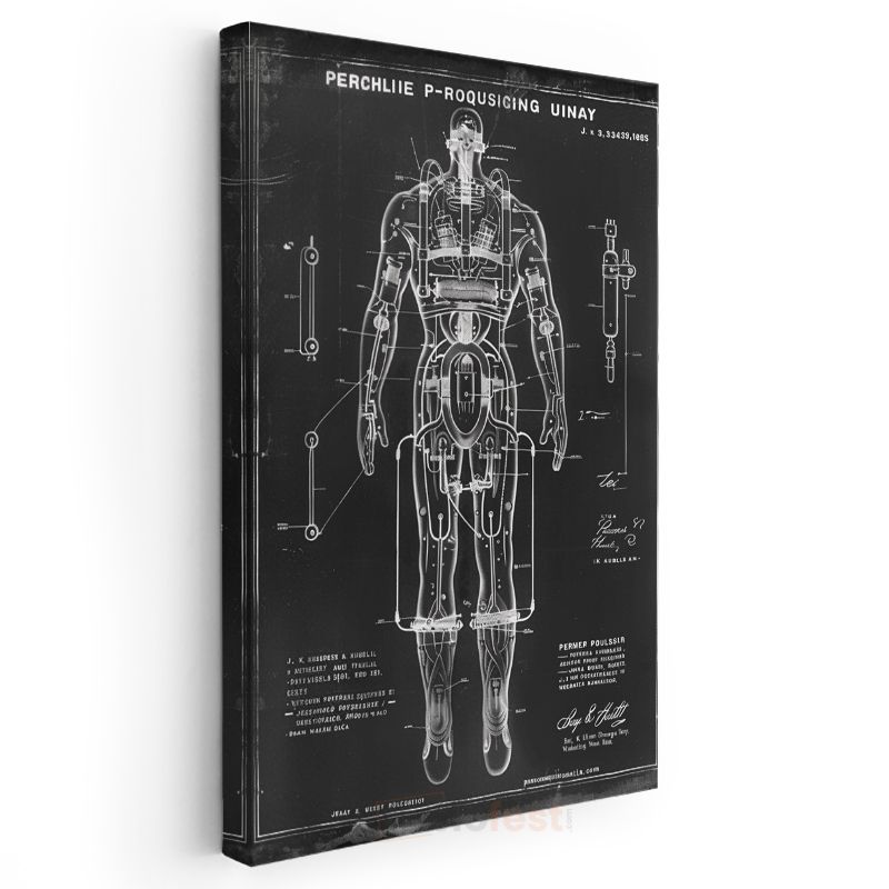 Mekanik İnsan Anatomisi - Robotik Zırh Sistem Tasarımı Kanvas Tablo