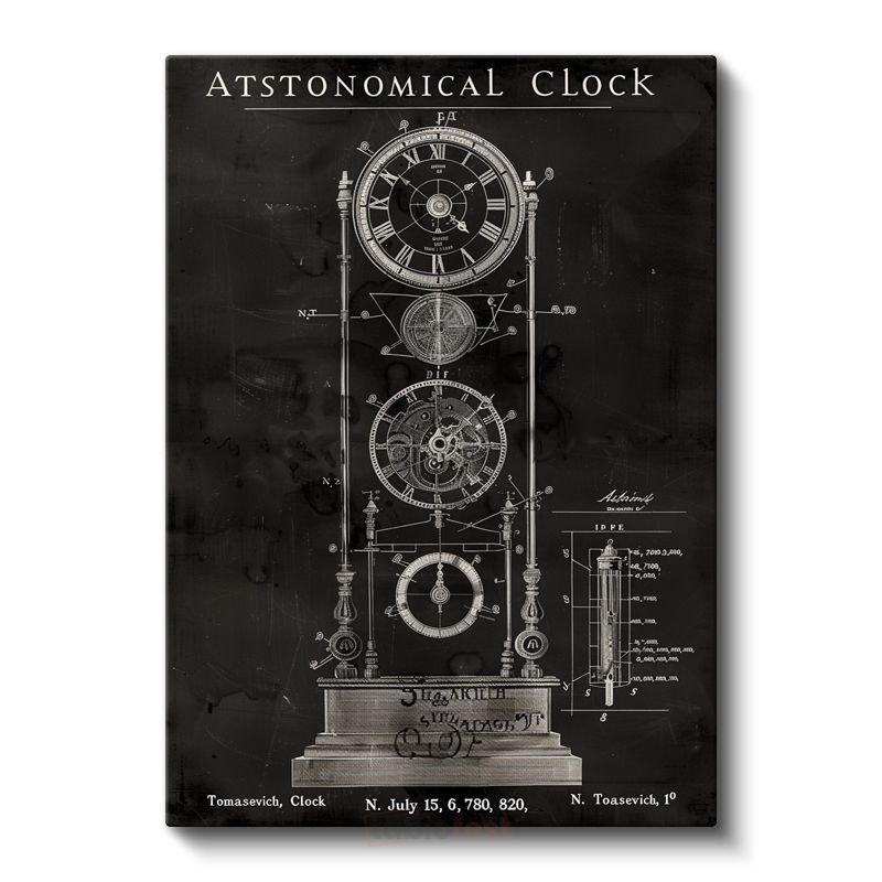Astronomik Saat - Karmaşık Zaman Mekanizması Kanvas Tablo