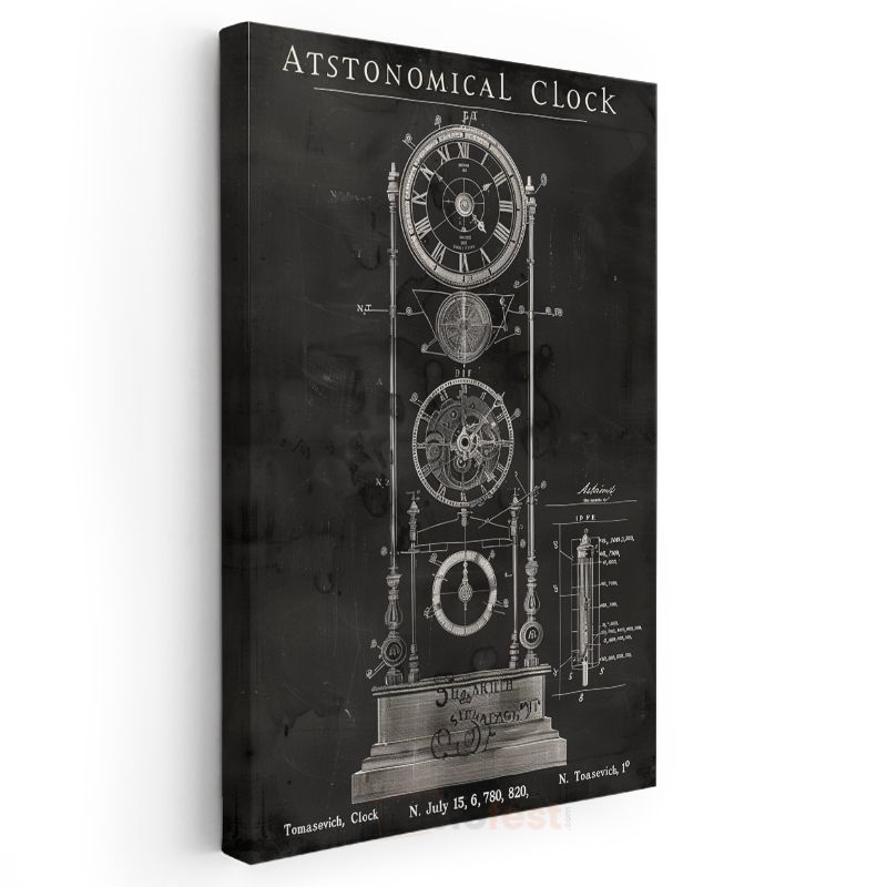 Astronomik Saat - Karmaşık Zaman Mekanizması Kanvas Tablo