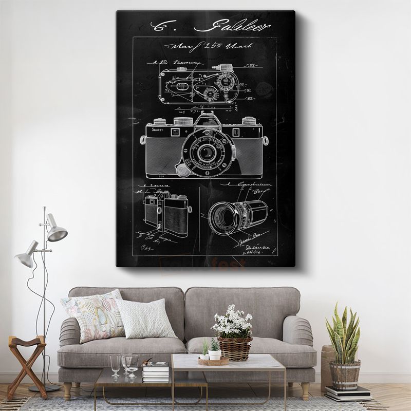 Fotoğraf Makinesi - Detaylı Teknik Çizim Kanvas Tablo