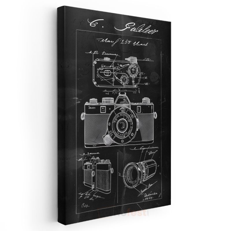 Fotoğraf Makinesi - Detaylı Teknik Çizim Kanvas Tablo