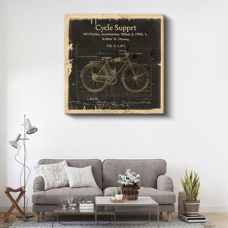 Vintage Bisiklet Patenti - 1928 Harley Tasarımı Kanvas Tablo