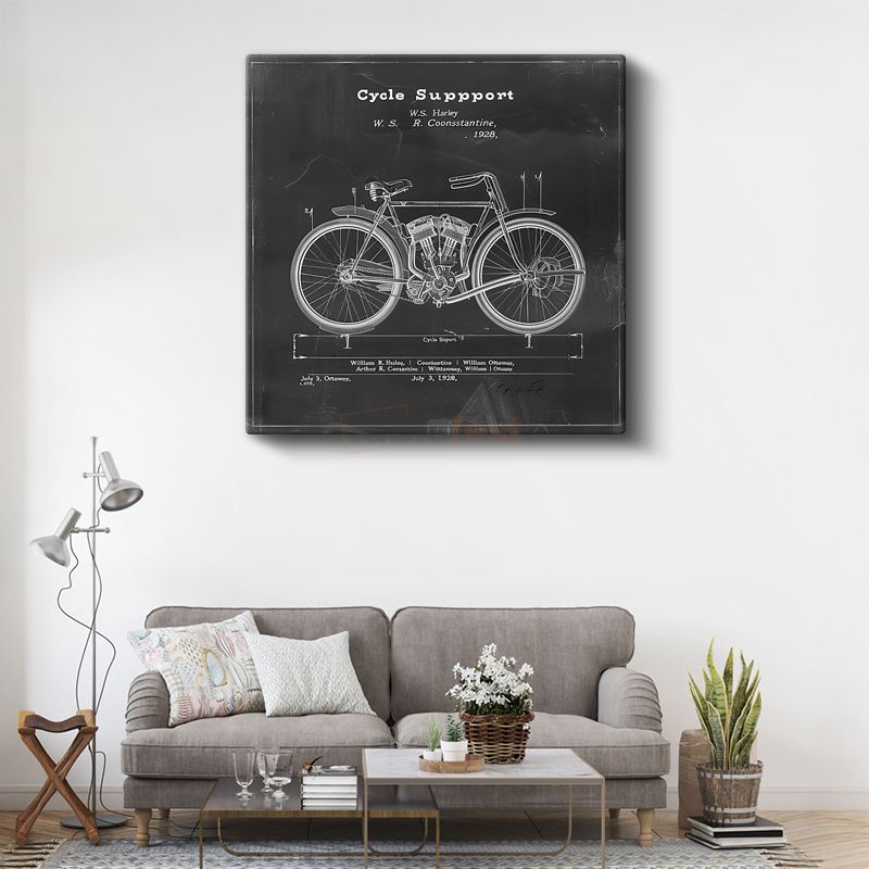 Retro Motosiklet Çizimi - 1928 Mühendislik Tasarımı Kanvas Tablo