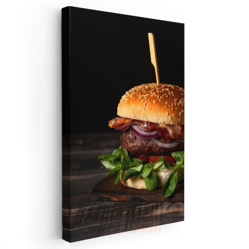 Gurme Hamburger - Taze Malzemelerle Hazırlanmış Lezzet Kanvas Tablo