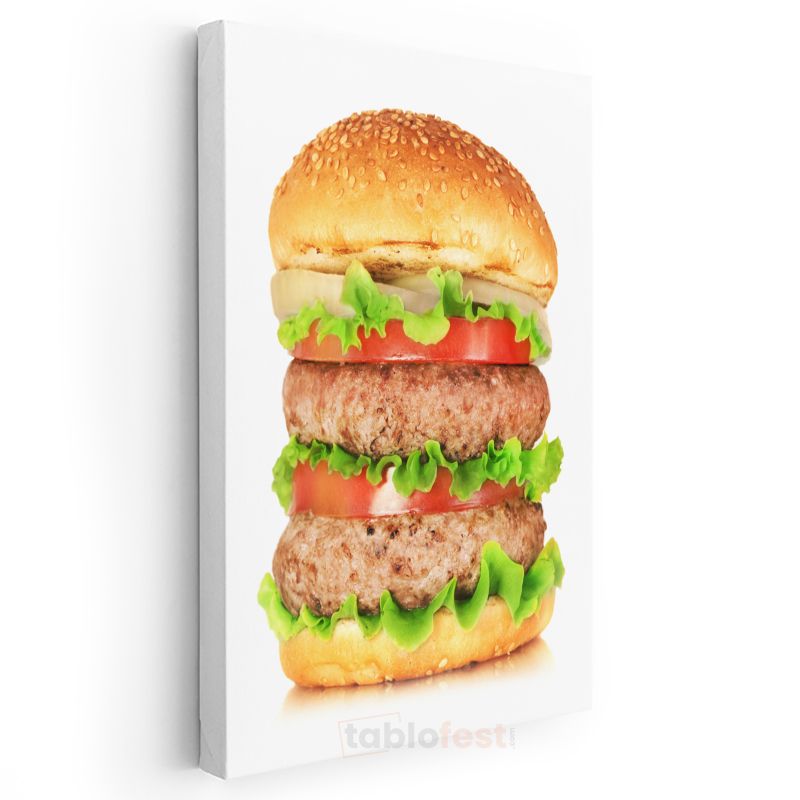 Çift Katlı Burger - Taze Sebzeli Lezzet Kanvas Tablo