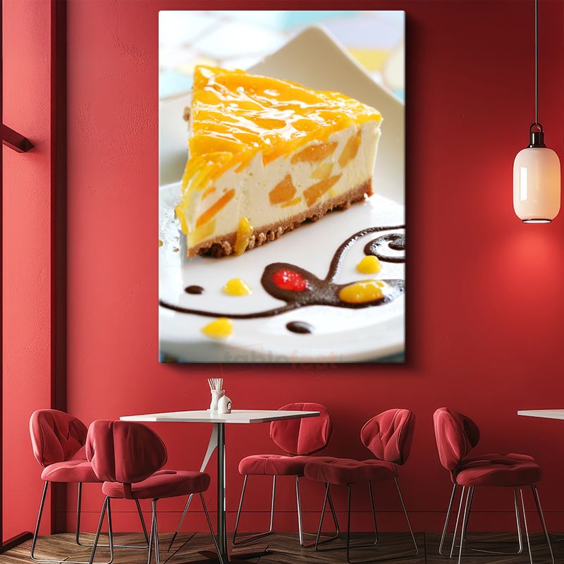 Mango Cheesecake - Tatlı Tutkunları İçin Lezzetli Dilim Kanvas Tablo