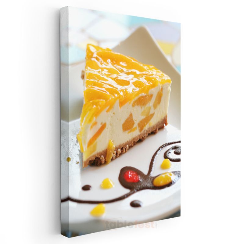Mango Cheesecake - Tatlı Tutkunları İçin Lezzetli Dilim Kanvas Tablo