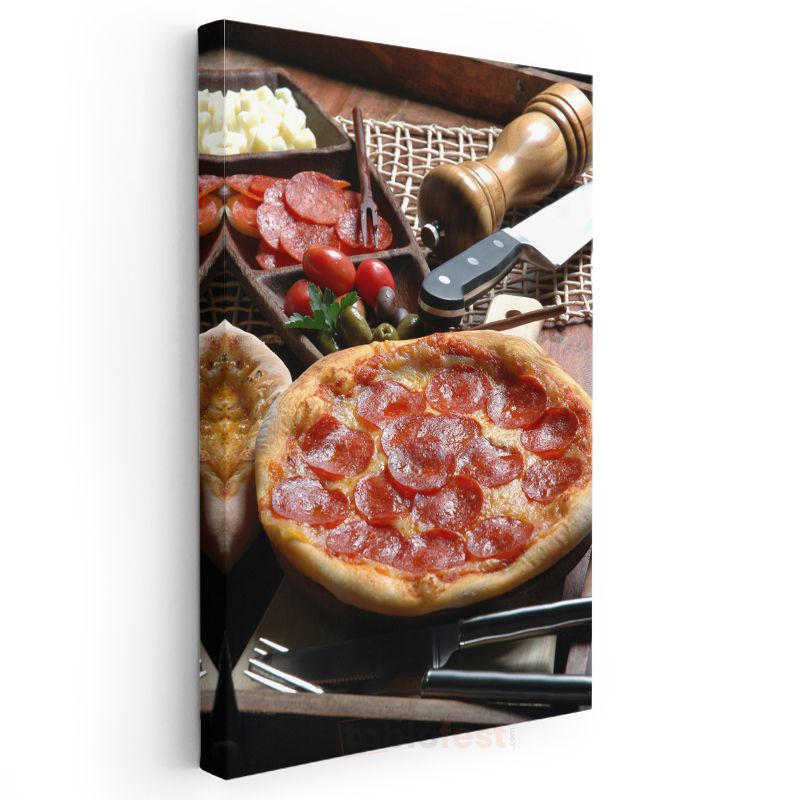 Sucuklu Pizza - İtalyan Mutfağından Özel Tarif Kanvas Tablo