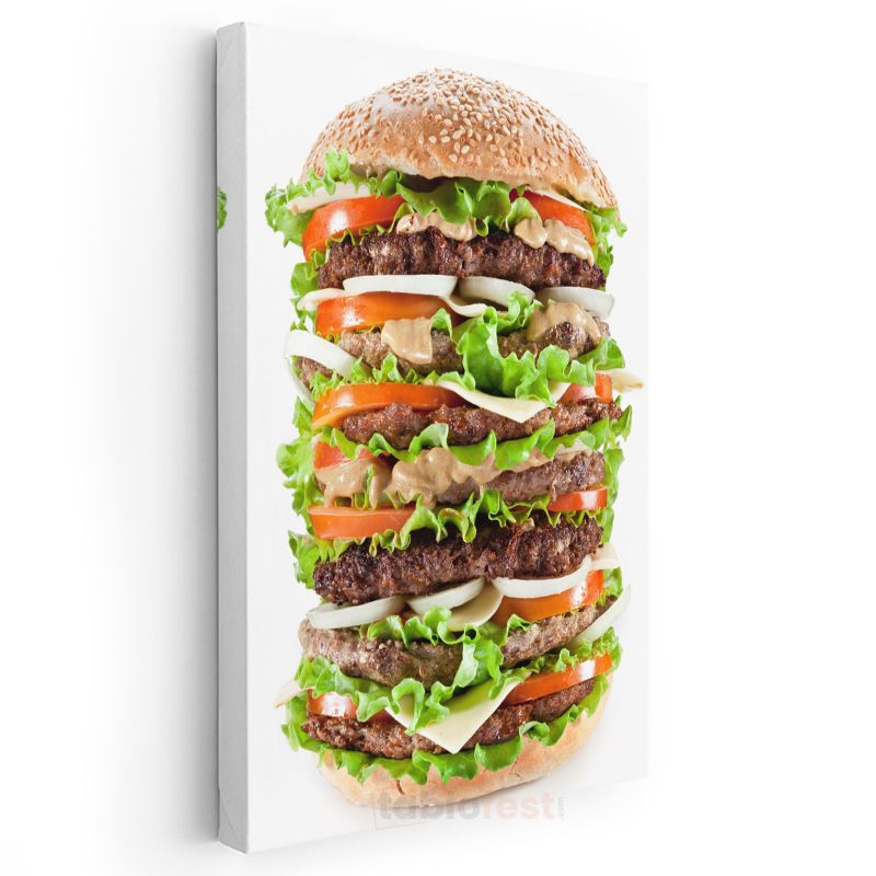 Dev Hamburger - Çoklu Katlarıyla Göz Alıcı Lezzet Kanvas Tablo