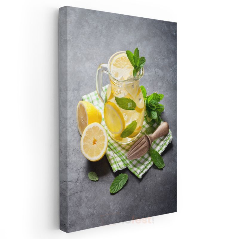 Ev Yapımı Limonata - Nane Yapraklı Ferahlatıcı İçecek Kanvas Tablo