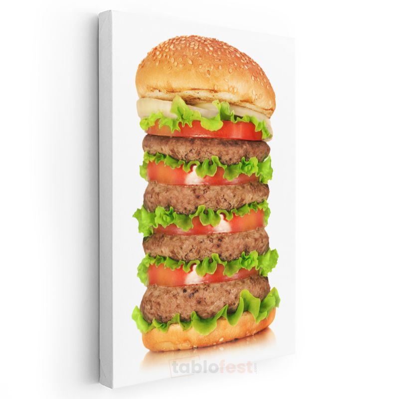 Mega Hamburger - Çok Katlı Lezzetli Fast Food Kanvas Tablo