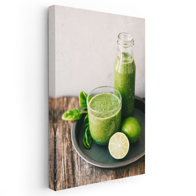 Yeşil Detoks - Taze Limonlu Sağlıklı İçecek Kanvas Tablo