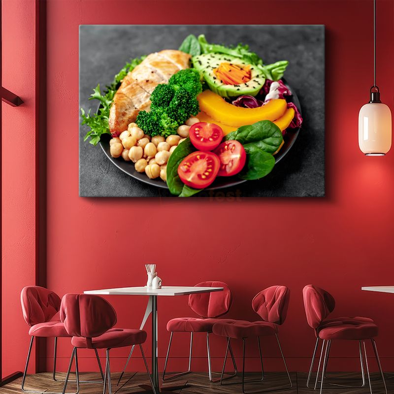 Protein Tabağı - Renkli Sağlıklı Beslenme Kanvas Tablo