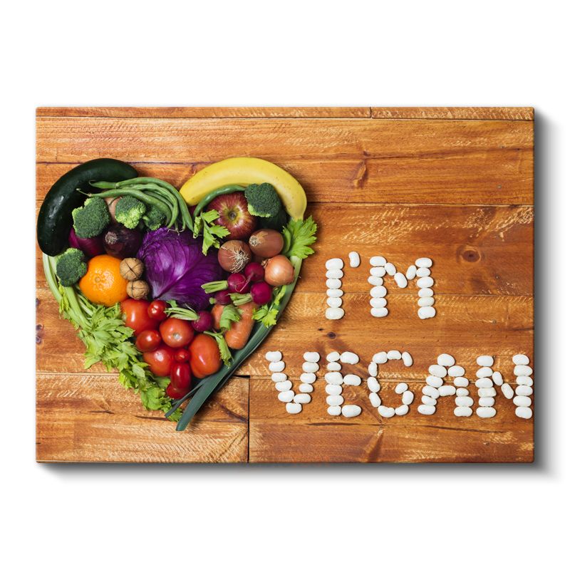 Vegan Kalp - Renkli Sebze ve Meyvelerle Beslenme Sanatı Kanvas Tablo