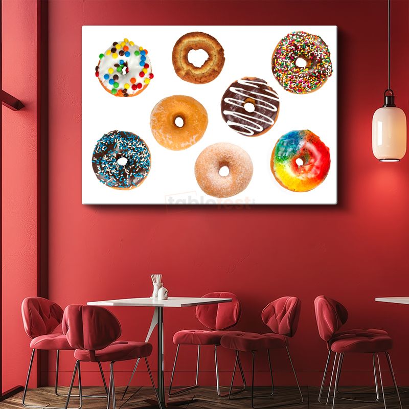 Renkli Donutlar - Tatlı Lezzetler Koleksiyonu Kanvas Tablo