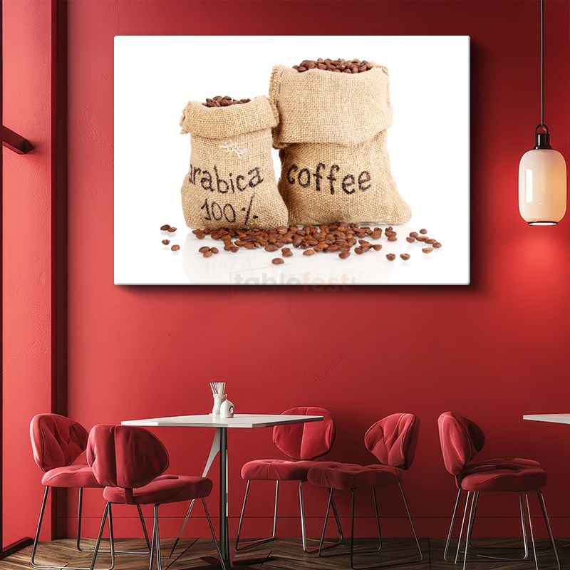 Kahve Çekirdekleri - Çuval İçinde Arabica Kanvas Tablo