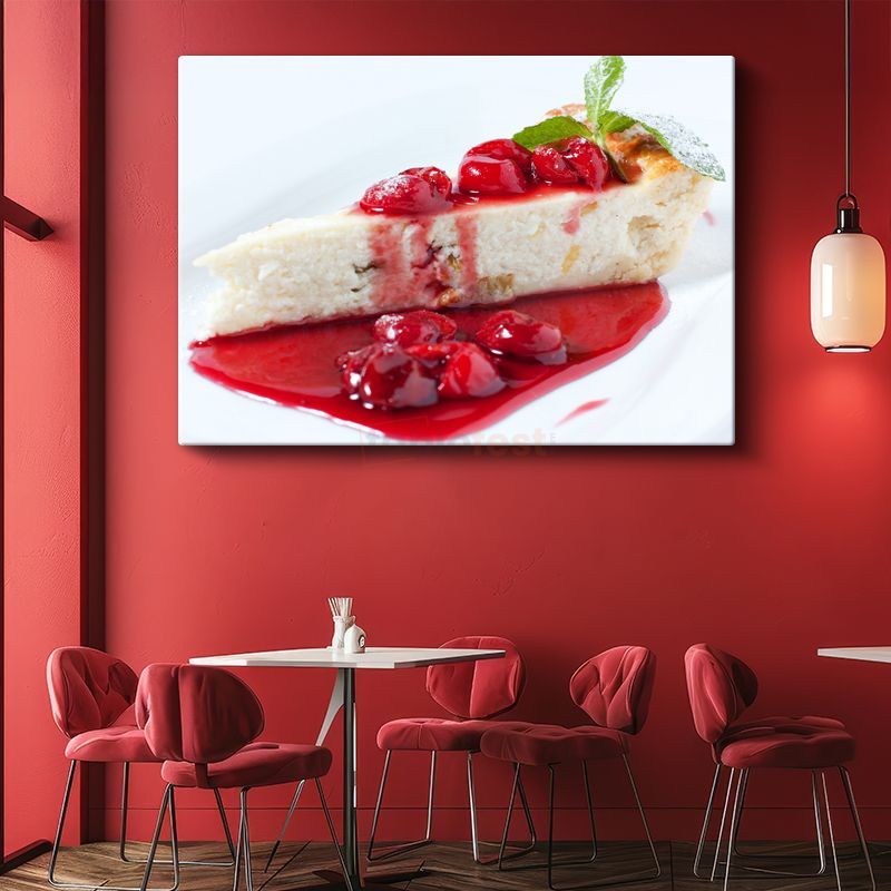 Çilekli Cheesecake - Tatlı Lezzet Kanvas Tablo