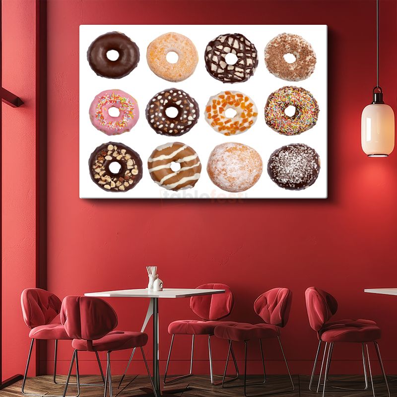Donut Çeşitleri - Renkli Tatlı Koleksiyonu Kanvas Tablo