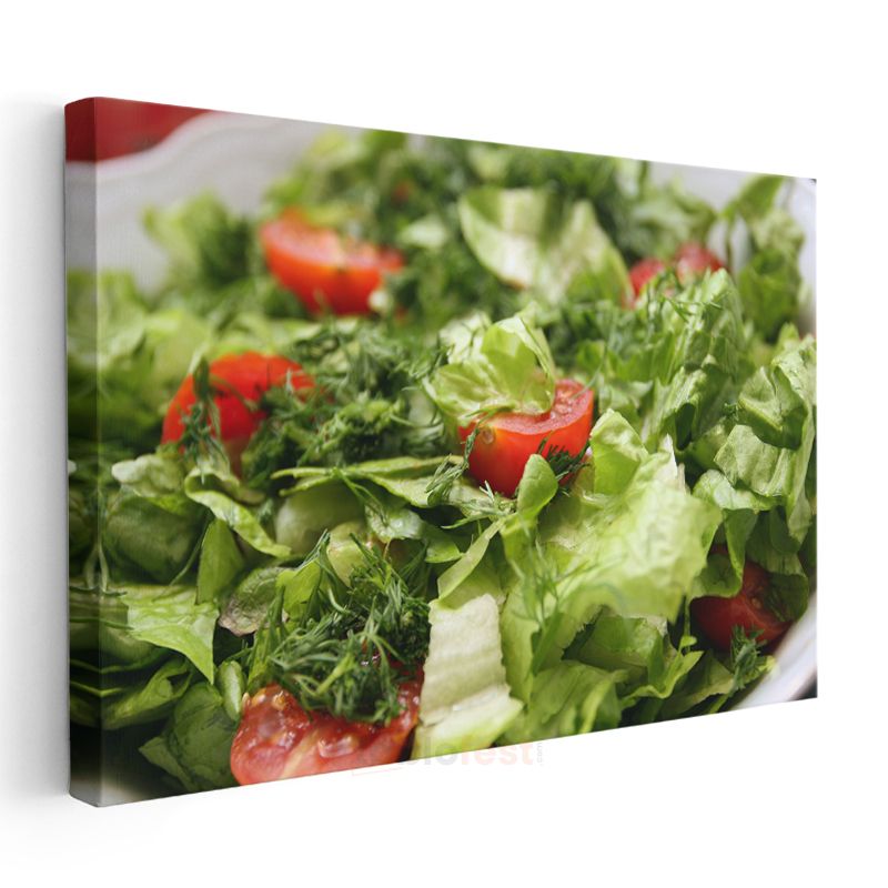 Yeşil Salata - Domates Dokunuşlu Tazelik Kanvas Tablo