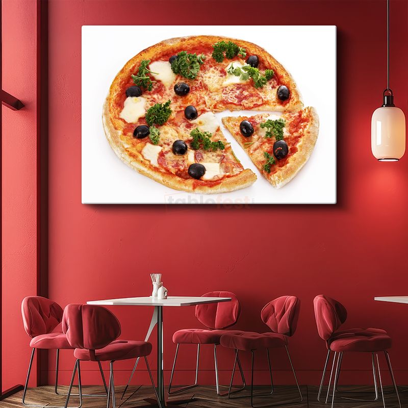 İtalyan Pizzası - Zeytinli ve Otlu Klasik Lezzet Kanvas Tablo