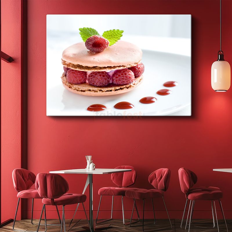 Ahududulu Macaron - Pembe Lezzet Kanvas Tablo