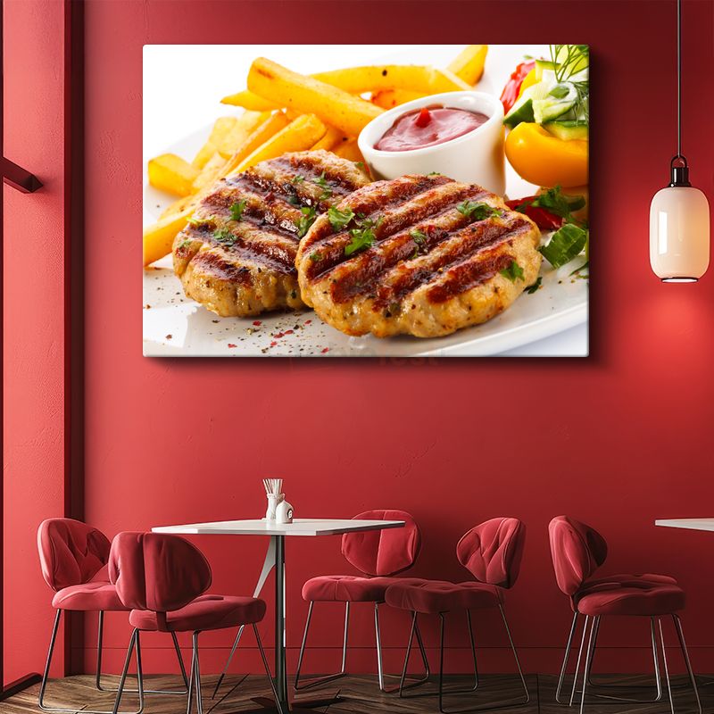 Izgara Köfte - Patates Kızartması Eşliğinde Kanvas Tablo