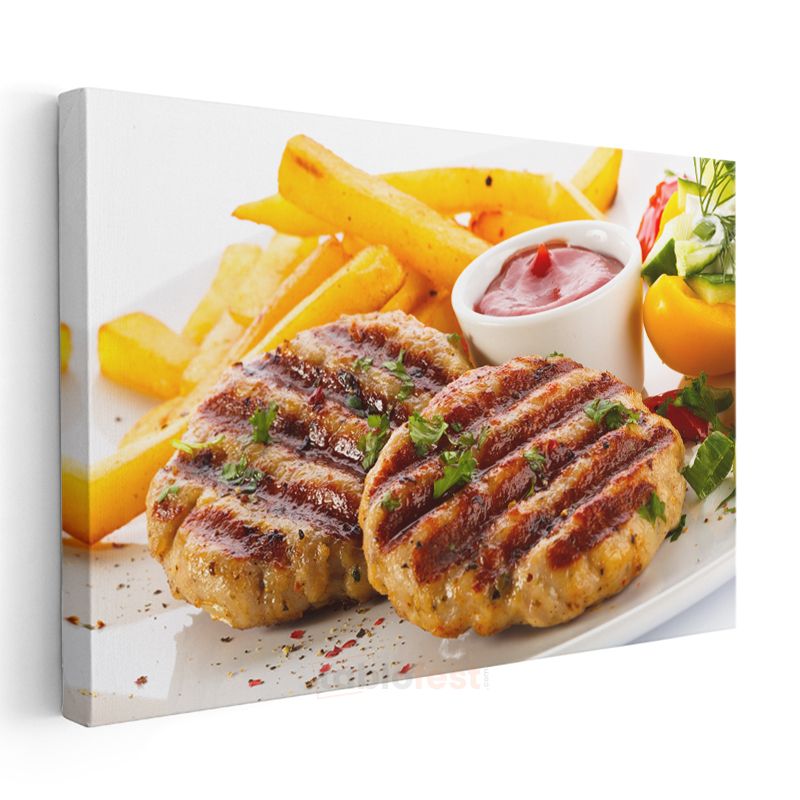 Izgara Köfte - Patates Kızartması Eşliğinde Kanvas Tablo