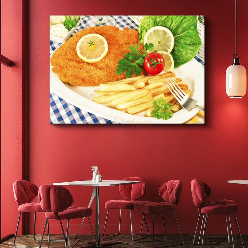 Çıtır Balık - Patates Kızartması ve Yeşillikler Kanvas Tablo