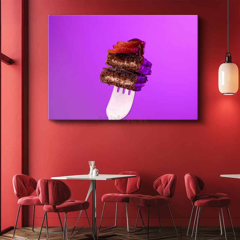 Çikolatalı Brownie - Çilekle Taçlandırılmış Tatlı Ziyafet Kanvas Tablo