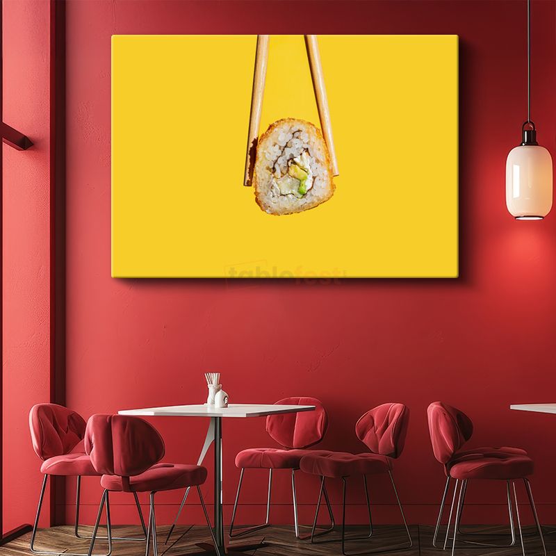 Sushi Rulosu - Çubuklarla Yakalanan Japon Sanatı Kanvas Tablo