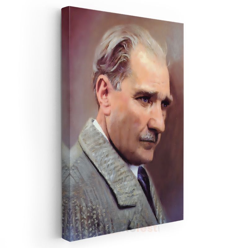 Sanatsal Atatürk - Pastel Tonlarda Profil Kanvas Tablo