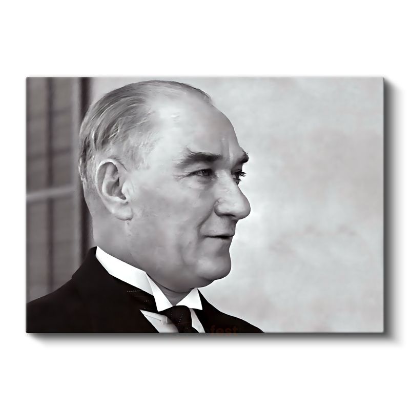Profil Atatürk - Siyah Beyaz Zarif Portre Kanvas Tablo