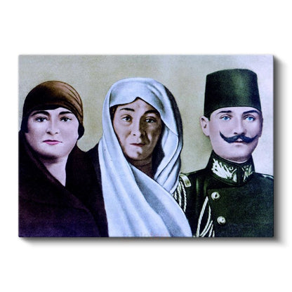 Atatürk Ailesi - Tarihi Aile Portresi Kanvas Tablo