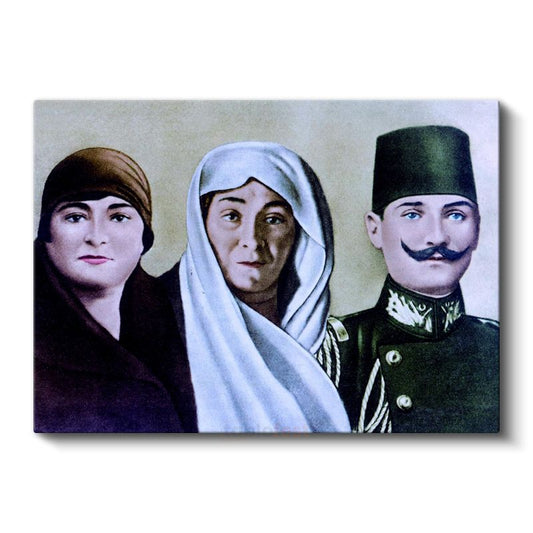 Atatürk Ailesi - Tarihi Aile Portresi Kanvas Tablo