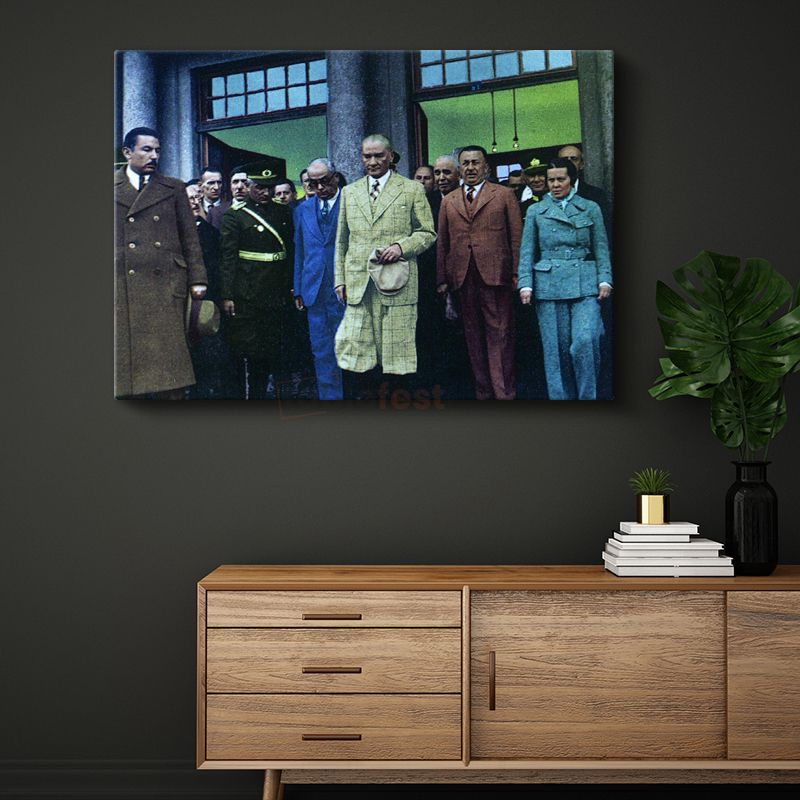 Atatürk ve Devlet Ziyareti - Resmi Törende Kanvas Tablo