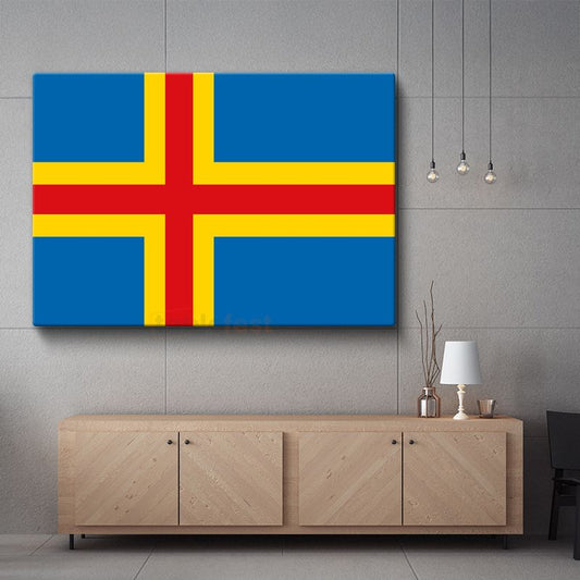 Åland Adaları Bayrağı - Kanvas Tablo