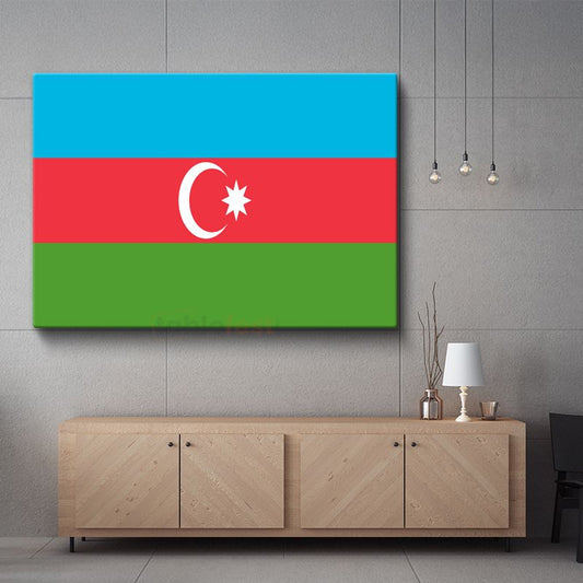 Azerbaycan Bayrağı - Kanvas Tablo