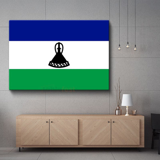 Lesotho Bayrağı - Kanvas Tablo