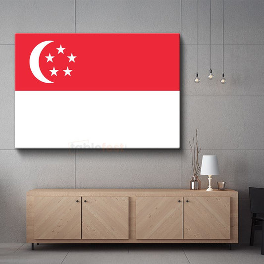 Singapur Bayrağı - Kanvas Tablo