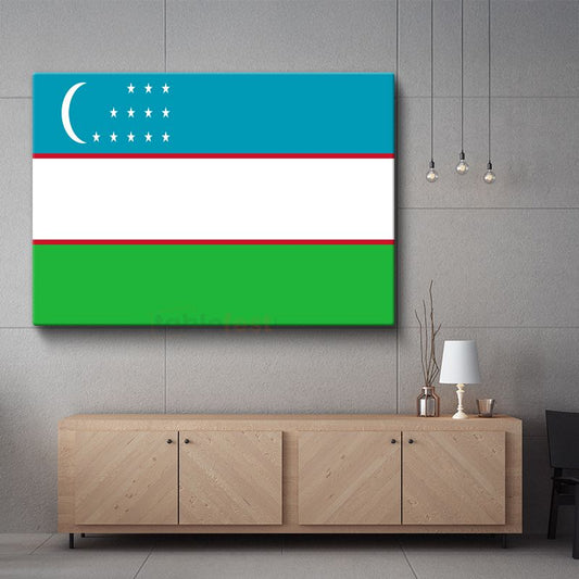 Özbekistan Bayrağı - Kanvas Tablo